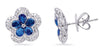 2.03CT DIAMOND & AAA SAPPHIRE 14K WHITE GOLD 3D PEAR SHAPE & ROUND STUD EARRINGS