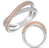 WIDE .69CT DIAMOND 14KT WHITE & ROSE GOLD MULTI ROW CRISS CROSS X INFINITY RING