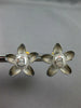 LARGE .47CT DIAMOND 18KT 2 TONE GOLD 3D CLASSIC ROSE FLOWER OVAL STUD EARRINGS