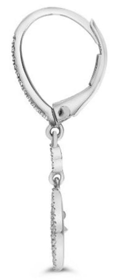 ESTATE .28CT DIAMOND 14KT WHITE GOLD SOLITAIRE SQUARE LEVERBACK HANGING EARRINGS