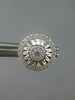 ESTATE .29CT DIAMOND 18KT WHITE GOLD 3D ROUND PAVE SUNBURST FLOWER STUD EARRINGS