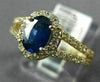 ESTATE 1.65CT DIAMOND & AAA OVAL CUT SAPPHIRE 14K YELLOW GOLD 3D ENGAGEMENT RING