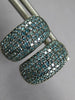 WIDE 1.0CT BLUE DIAMOND 14KT WHITE GOLD MULTI ROW HUGGIE HANGING EARRINGS #27009