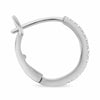 ESTATE .10CT DIAMOND 14KT WHITE GOLD 3D ROUND SEMI HOOP CLIP ON HANGING EARRINGS