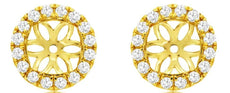 ESTATE 0.45CT DIAMOND 14KT YELLOW GOLD 3D HALO ROUND SQUARE JACKET EARRINGS
