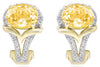 2.63CT DIAMOND & AAA CITRINE 14KT YELLOW GOLD OVAL & ROUND V SHAPE FUN EARRINGS