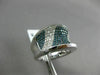 ESTATE LARGE 1.62CT WHITE BLUE DIAMOND 14K WHITE GOLD MULTI ROW CONCAVE FUN RING