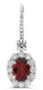 LARGE 7.98CT DIAMOND & RUBY 18KT WHITE GOLD OVAL & ROUND FLOWER HANGING EARRINGS