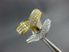 ESTATE LARGE .84CT DIAMOND 18K WHITE & YELLOW GOLD MULTI ROW DOUBLE V SHAPE RING