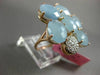 ESTATE LARGE 10.25CT DIAMOND & AAA BLUE QUARTZ 14KT YELLOW GOLD 3D FLOWER RING