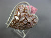 EXTRA LARGE 4.64CT WHITE & PINK DIAMOND 18K WHITE & ROSE GOLD 3D HEART LOVE RING