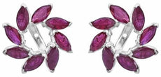 ESTATE 4.90CT AAA RUBY 14K WHITE GOLD MARQUISE MULTI LEAF FLORAL EARRING JACKETS