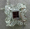 ANTIQUE .56CT DIAMOND & AAA RUBY 18K WHITE GOLD 3D SQUARE FILIGREE PENDANT #9375