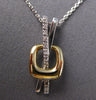 ESTATE .03CT DIAMOND 14KT 2 TONE GOLD 3D CRISS CROSS X SQUARE FOATING PENDANT
