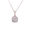 .49CT DIAMOND 18KT WHITE GOLD CLASSIC ROUND CLUSTER SQUARE HALO FLOATING PENDANT