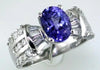 LARGE 3.53CT DIAMOND & AAA TANZANITE 14KT WHITE GOLD OVAL ROUND & BAGUETTE RING