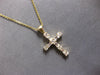 0.60CT DIAMOND 14KT YELLOW GOLD 3D ROUND & BAGUETTE CROSS FLOATING PENDANT #27885