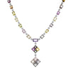 LARGE 95.98CT DIAMOND & AAA MULTI COLOR SAPPHIRE 18KT WHITE GOLD LARIAT NECKLACE