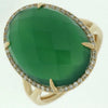 LARGE .18CT DIAMOND & AAA GREEN AGATE 14KT YELLOW GOLD 3D OVAL & ROUND FUN RING