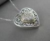 ESTATE .30CT DIAMOND 14KT YELLOW GOLD & 925 SILVER HEART FILIGREE PENDANT #21980