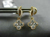 ESTATE .68CT DIAMOND 18KT ROSE GOLD 3D FLOWER MILGRAIN INFINITY HANGING EARRINGS