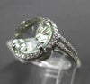 ESTATE LARGE 4.95CT DIAMOND & AAA GREEN AMETHYST 14K WHITE GOLD DOUBLE BAND RING