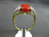 ESTATE .07CT DIAMOND & AAA CORAL 14KT YELLOW GOLD 3D FILIGREE MILGRAIN FUN RING