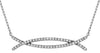 ESTATE .28CT DIAMOND 14KT WHITE GOLD CRISS CROSS DOUBLE CURVED BAR LOVE NECKLACE