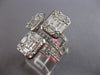 EXTRA LARGE 3.79CT DIAMOND 18K WHITE GOLD ROUND & BAGUETTE MULTI SQUARE FUN RING