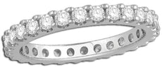 1CT DIAMOND 14KT WHITE GOLD ROUND CLASSIC SHARE PRONG ETERNITY ANNIVERSARY RING