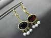 ESTATE 3CT AAA GARNET & SOUTH SEA PEARL 14KT YELLOW GOLD 3D CHANDELIER EARRINGS