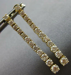 ESTATE LARGE 1.6CT DIAMOND 14KT YELLOW GOLD ROUND JOURNEY FLEXIBLE BAR HANGING EARRINGS