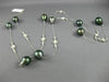 ESTATE LARGE & LONG .80CT DIAMOND & AAA TAHITIAN PEARL 14K WHITE GOLD NECKLACE