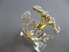 ESTATE LARGE 1.19CT DIAMOND 14KT YELLOW GOLD 3D MULTI LEAF TENSION FLOWER RING