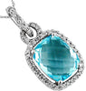LARGE 5.70CT DIAMOND & AAA BLUE TOPAZ 14KT WHITE GOLD CUSHION FLOATING PENDANT