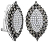 2.34CT WHITE & CHOCOLATE FANCY DIAMOND 14KT WHITE GOLD MARQUISE CLIP ON EARRINGS
