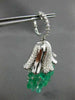 ANTIQUE LARGE 38.89CT DIAMOND & AAA EMERALD 18KT WHITE GOLD CHANDELIER EARRINGS