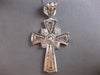 EXTRA LARGE 3.0CT DIAMOND 14K WHITE GOLD ROUND & BAGUETTE CROSS FLOATING PENDANT