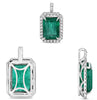LARGE 8.14CT DIAMOND & AAA EMERALD 18KT WHITE GOLD SQUARE HALO OCTAGON PENDANT