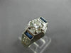 ANTIQUE LARGE 1.15CT DIAMOND SAPPHIRE 18K WHITE GOLD FILIGREE HEXAGON RING 25640