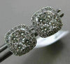 ESTATE .83CT DIAMOND 18K WHITE GOLD 3D SQUARE CLASSIC HALO CLUSTER STUD EARRINGS
