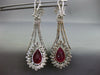 EXTRA LARGE 32.2CT DIAMOND & AAA RUBY 18K YELLOW GOLD TEAR DROP HANGING EARRINGS