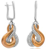 .70CT DIAMOND 14K 2 TONE GOLD 3D DOUBLE INFINITY LOVE LEVERBACK HANGING EARRINGS