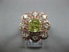 LARGE GIA 3.42CT WHITE PINK & GREEN DIAMOND 18KT 2 TONE GOLD 3D ENGAGEMENT RING