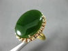 ANTIQUE LARGE AAA JADE 14KT YELLOW & ROSE GOLD 3D OVAL FILIGREE LOVE RING #26411