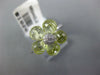 ESTATE 5.17CT DIAMOND & AAA GREEN AMETHYST 14KT WHITE GOLD 3D FLOWER FUN RING