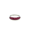 ESTATE .78CT AAA RUBY 18KT WHITE GOLD 3D CLASSIC THREE ROW ANNIVERSARY RING