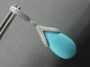 LARGE 17.31CT DIAMOND & AAA TURQUOISE 14KT WHITE GOLD TEAR DROP HANGING EARRINGS