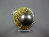 2.07CT DIAMOND & YELLOW SAPPHIRE & TAHITIAN PEARL 14KT WHITE GOLD DOLPHIN RING