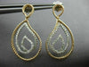 ESTATE .53CT DIAMOND 18KT 2 TONE GOLD 3D CLASSIC TEAR DROP LOVE HANGING EARRINGS